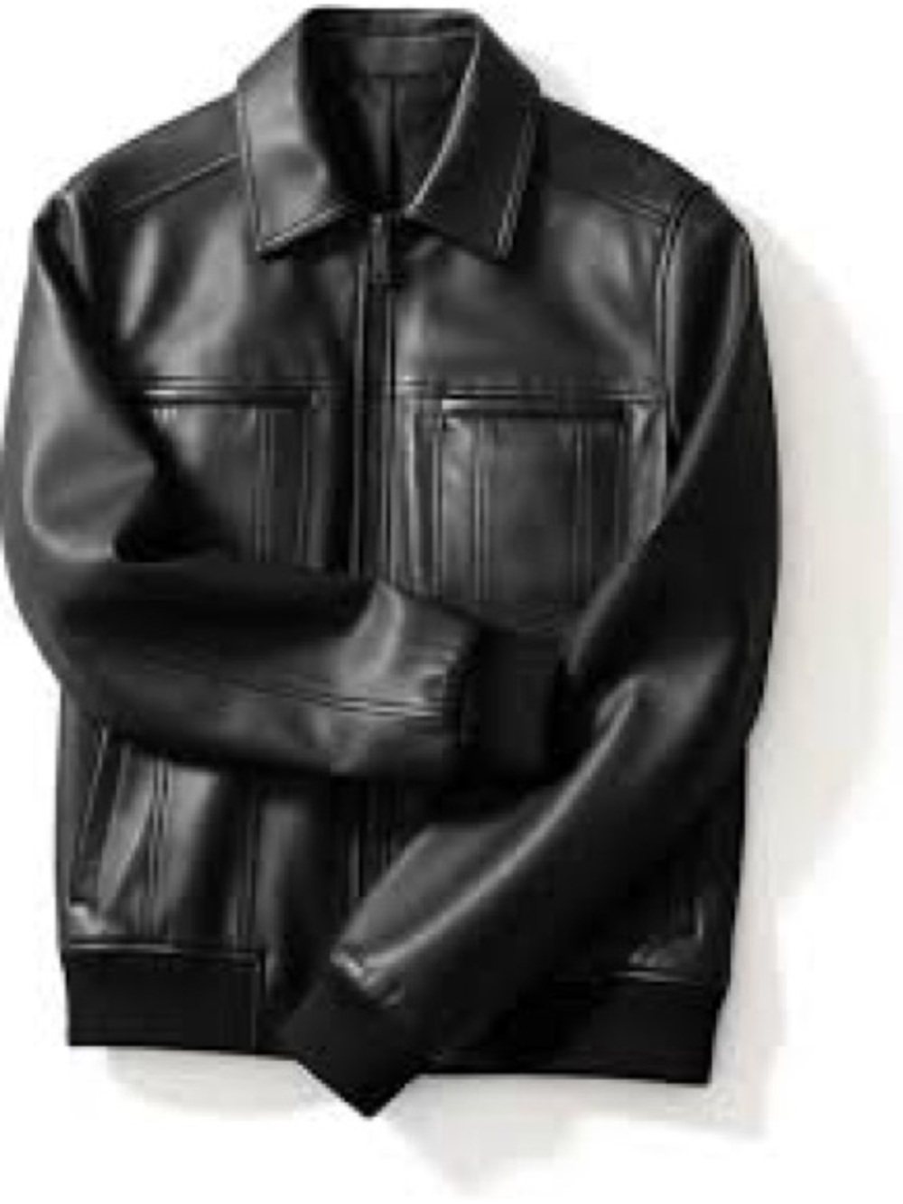Zara Black Faux Leather Bomber Jacket